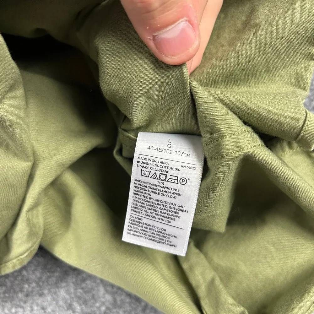 Banana Republic Shirt Mens Large Olive Green Cotton Stretch Utility Button Down
